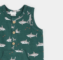 Load image into Gallery viewer, Petit Lem Shark Print Shortie Playsuit