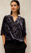 Load image into Gallery viewer, White Stuff UK Nova Velvet Shell Top Blue Print