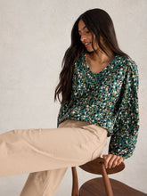 Load image into Gallery viewer, White Stuff UK Betty Tie Hem Green Print