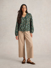 Load image into Gallery viewer, White Stuff UK Betty Tie Hem Green Print