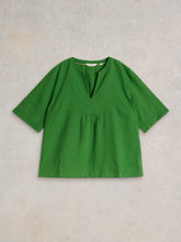 Load image into Gallery viewer, White Stuff UK Ash Linen Blend Top Mid Green
