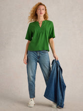 Load image into Gallery viewer, White Stuff UK Ash Linen Blend Top Mid Green
