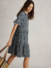 Load image into Gallery viewer, White Stuff UK Sophia Crinkle Dress Navy Print