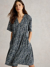 Load image into Gallery viewer, White Stuff UK Sophia Crinkle Dress Navy Print