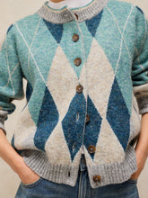 Load image into Gallery viewer, White Stuff UK Argyle Check Cardi Blue Multi