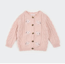 Load image into Gallery viewer, Petit Lem Floral Jacquard Cardigan Misty Pink
