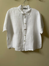 Load image into Gallery viewer, Pistache Short Sleeve Linen Blouse White
