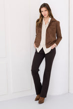 Load image into Gallery viewer, Beddome Stretch Faux Suede Crop Shirt Dark Chocolate