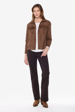 Load image into Gallery viewer, Beddome Stretch Faux Suede Crop Shirt Dark Chocolate