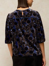 Load image into Gallery viewer, White Stuff UK Nova Velvet Shell Top Blue Print