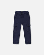 Load image into Gallery viewer, Deux Par Deux Stretch Twill Cargo Joggers Navy