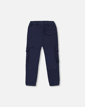 Load image into Gallery viewer, Deux Par Deux Stretch Twill Cargo Joggers Navy