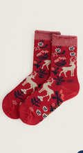 Load image into Gallery viewer, Seasalt Womens Snowy Scene Socks Tapestry Deer Dahlia
