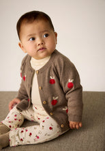 Load image into Gallery viewer, Minymo Apple Print Cardigan Brown Melange
