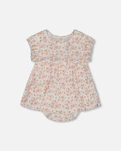 Load image into Gallery viewer, Deux Par Deux Baby Pointelle Dress Onesie Ditsy Flowers