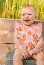 Load image into Gallery viewer, Deux Par Deux Muslin Shortie Playsuit Pink and Coral Flowers