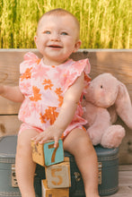Load image into Gallery viewer, Deux Par Deux Muslin Shortie Playsuit Pink and Coral Flowers