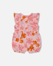 Load image into Gallery viewer, Deux Par Deux Muslin Shortie Playsuit Pink and Coral Flowers