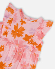 Load image into Gallery viewer, Deux Par Deux Muslin Shortie Playsuit Pink and Coral Flowers