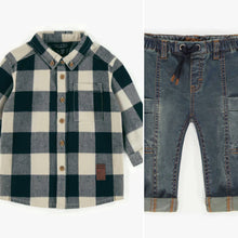 Load image into Gallery viewer, Souris Mini Plaid Flannel Shirt and Denim Pant
