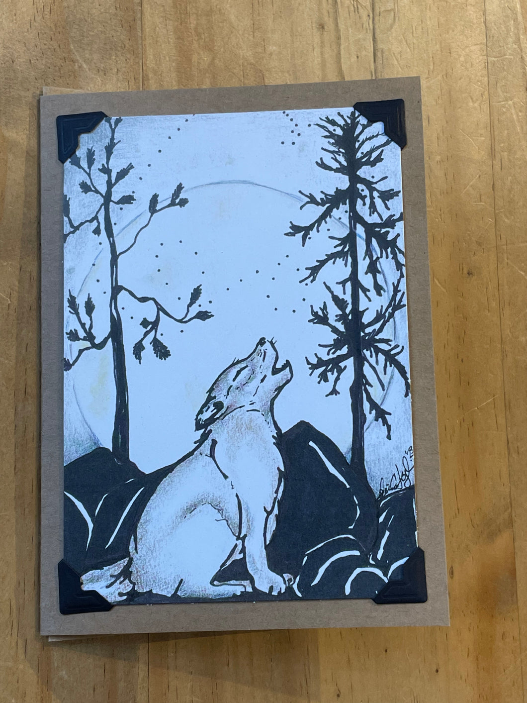 Iconic Howling Wolf Card