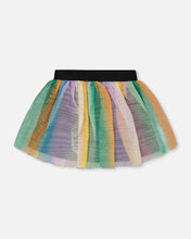 Load image into Gallery viewer, Deux Par Deux Rainbow Stripes Mesh Skirt