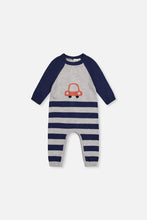 Load image into Gallery viewer, Deux Par Deux Cars Print Intarsia Knit Playsuit