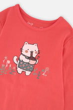 Load image into Gallery viewer, Deux Par Deux Cute Cat Tee Coral