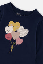Load image into Gallery viewer, Deux Par Deux Balloon Heart Tee Navy