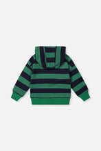 Load image into Gallery viewer, Deux Par Deux Fleece Hoodie Dino Stripes