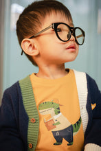 Load image into Gallery viewer, Deux Par Deux Dino Applique Tee Mustard Yellow