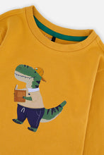 Load image into Gallery viewer, Deux Par Deux Dino Applique Tee Mustard Yellow
