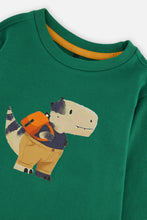 Load image into Gallery viewer, Deux Par Deux Dino Applique Tee Green