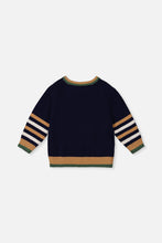 Load image into Gallery viewer, Deux Par Deux Dino Sweater Navy