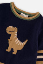 Load image into Gallery viewer, Deux Par Deux Dino Sweater Navy
