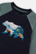 Load image into Gallery viewer, Deux Par Deux Bear Silhouette Raglan Tee