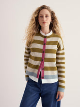 Load image into Gallery viewer, Seasalt Pinwell Lambswool Cardi Bright Stripe Fern Moss