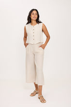 Load image into Gallery viewer, Pistache Pinstripe Crop Linen Pant Summer Beige