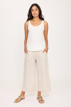 Load image into Gallery viewer, Pistache Pinstripe Crop Linen Pant Summer Beige