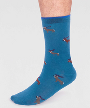 Load image into Gallery viewer, Thought Mens Jamal Organic Cotton Socks Teal Blue
