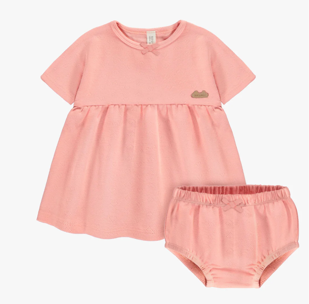 Souris Mini Peach Short Sleeve Dress and Bloomer