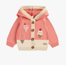 Load image into Gallery viewer, Souris Mini Hooded Baby Cardigan with Ice Cream Print
