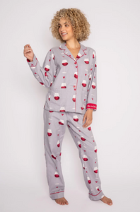 PJ Salvage Flannel Pyjamas Red Wine