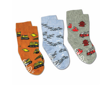 Load image into Gallery viewer, Airplanes, Construction and Firefighter Socks 3-Pack