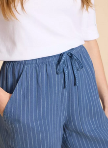 White Stuff UK Elle Linen Blend Trouser Blue Stripe