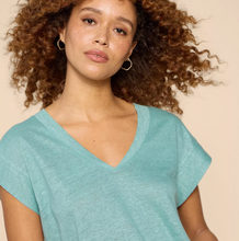 Load image into Gallery viewer, White Stuff UK Ivy Linen Vneck Tee Mid Teal
