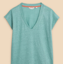 Load image into Gallery viewer, White Stuff UK Ivy Linen Vneck Tee Mid Teal
