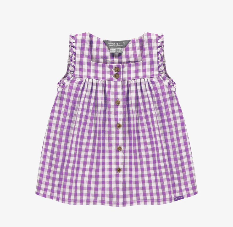Souris Mini Purple Gingham Seersucker Dress