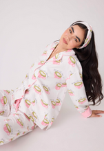 Load image into Gallery viewer, PJ Salvage Flannel Pyjamas Matcha Tea White Linen
