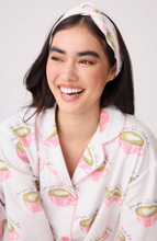 Load image into Gallery viewer, PJ Salvage Flannel Pyjamas Matcha Tea White Linen